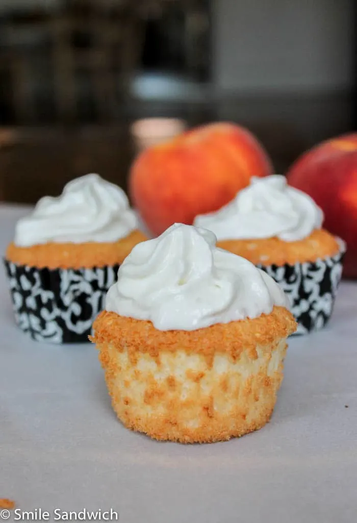 2-Ingredient Peach Angel Food Cupcakes