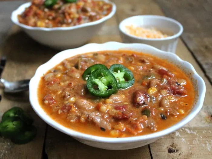 Lightened Up Jalapeno Popper Chicken Chili