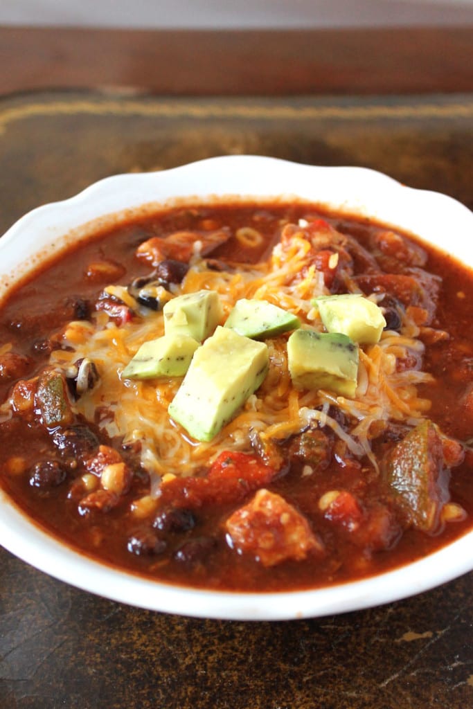 Skinny Crockpot Chicken Chili