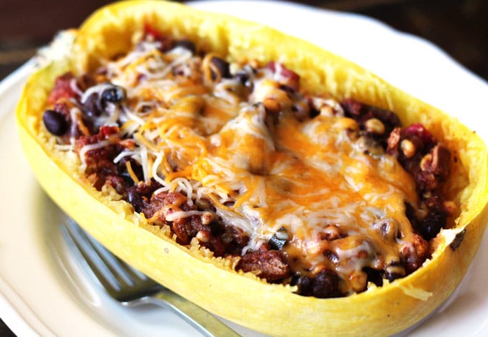 Easy Chili Stuffed Spaghetti Squash