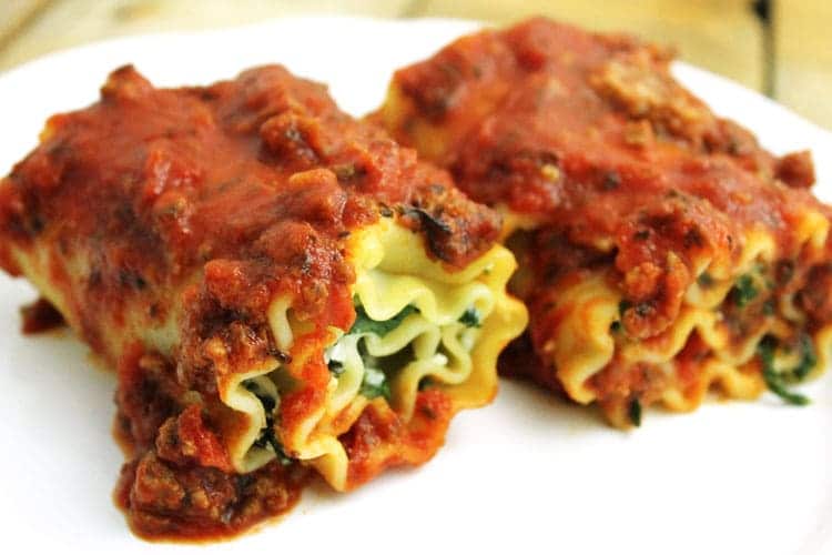 Lightened Up Spinach Lasagna Rolls With Meat Sauce Smile Sandwich
