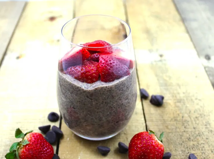 Chocolate Covered Strawberry Protein Chia Pudding
