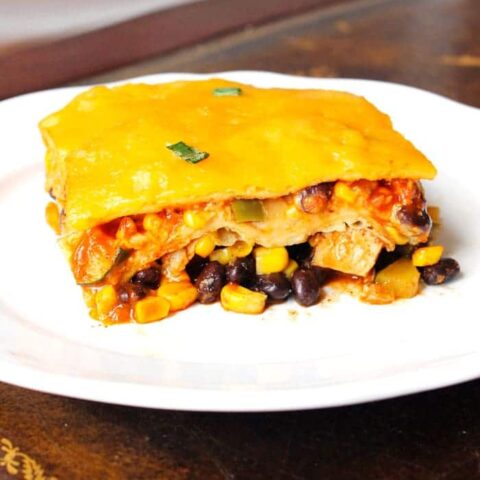 Layered Zucchini and Chicken Enchilada Casserole