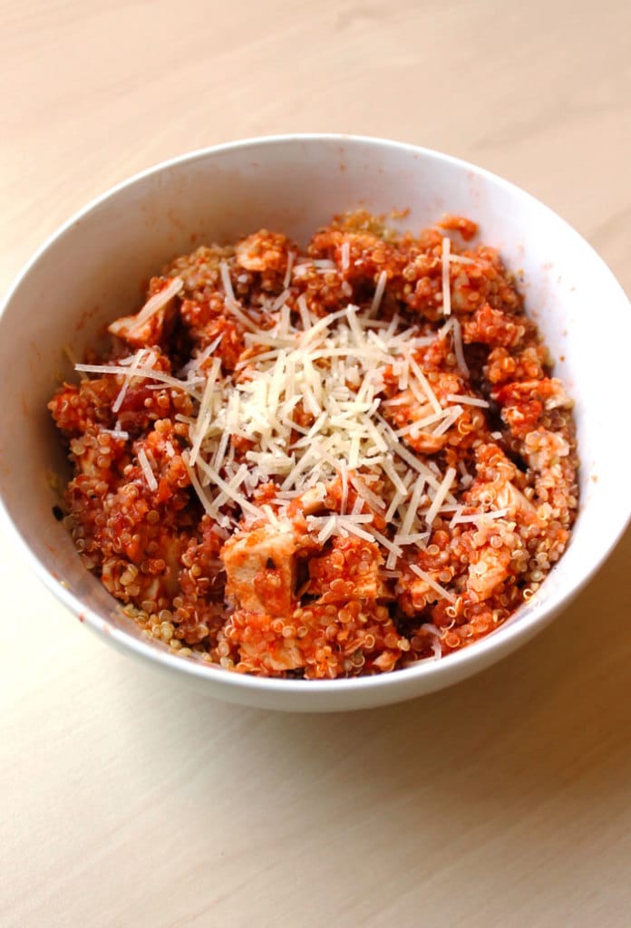 4-Ingredient Healthy Chicken Parmesan Quinoa Bowl