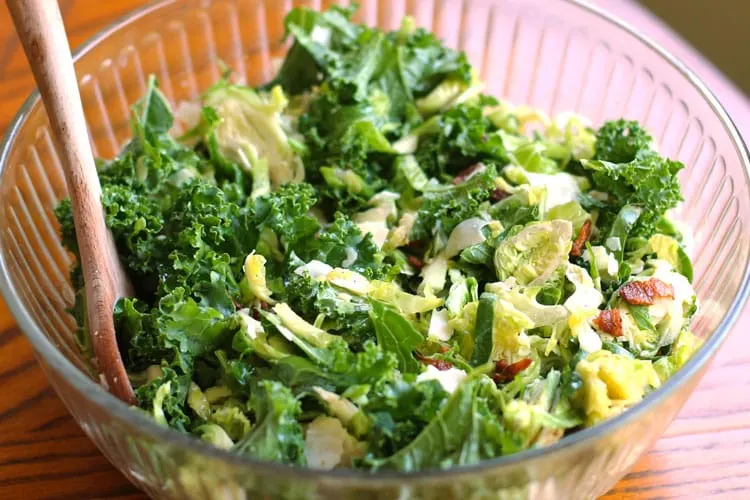 Kale, Brussels Sprouts and Bacon Salad
