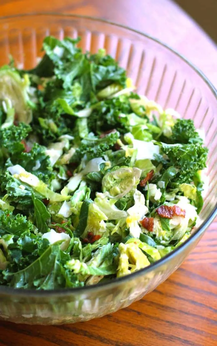 Kale, Brussels Sprouts and Bacon Salad