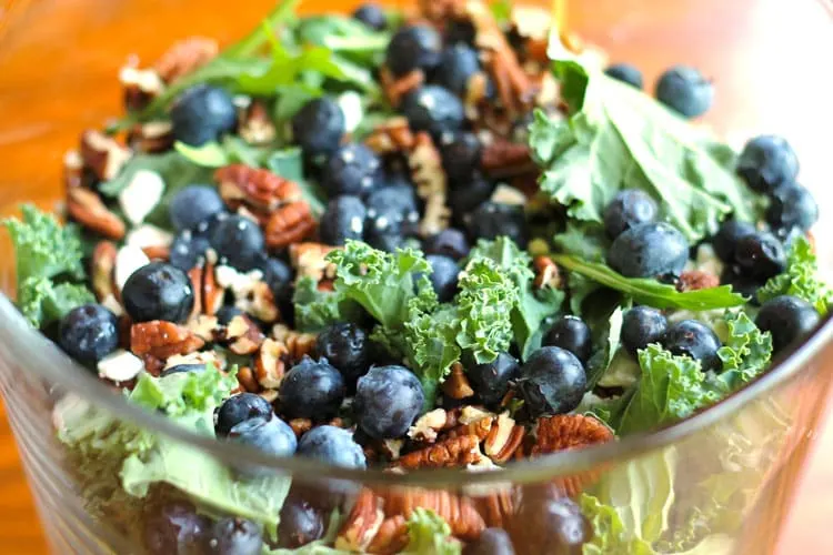 Blueberry and Feta Kale Salad