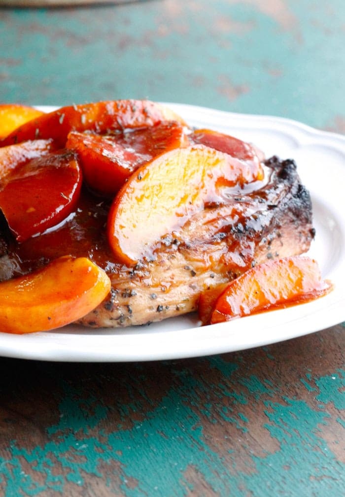 Grilled Pork Chops with Easy Peach Barbecue Sauce