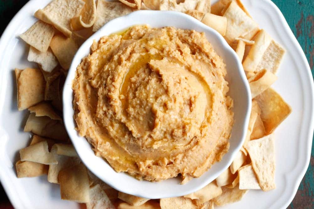 Sweet Potato Hummus | Healthy Appetizer Ideas For Thanksgiving | healthy appetizers