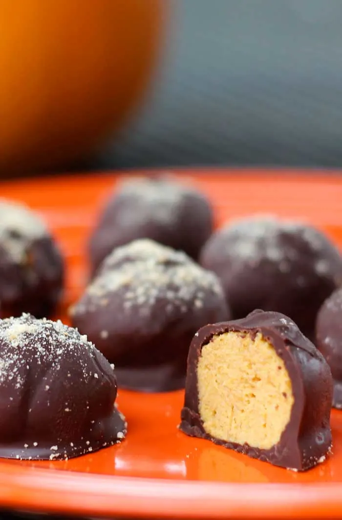 Easy Dark Chocolate Pumpkin Truffles