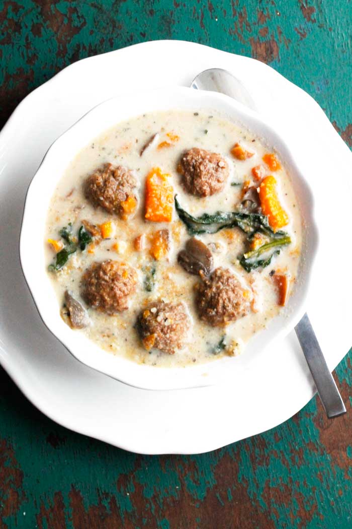 Slow Cooker Meatball, Sweet Potato & Kale Soup - Smile Sandwich