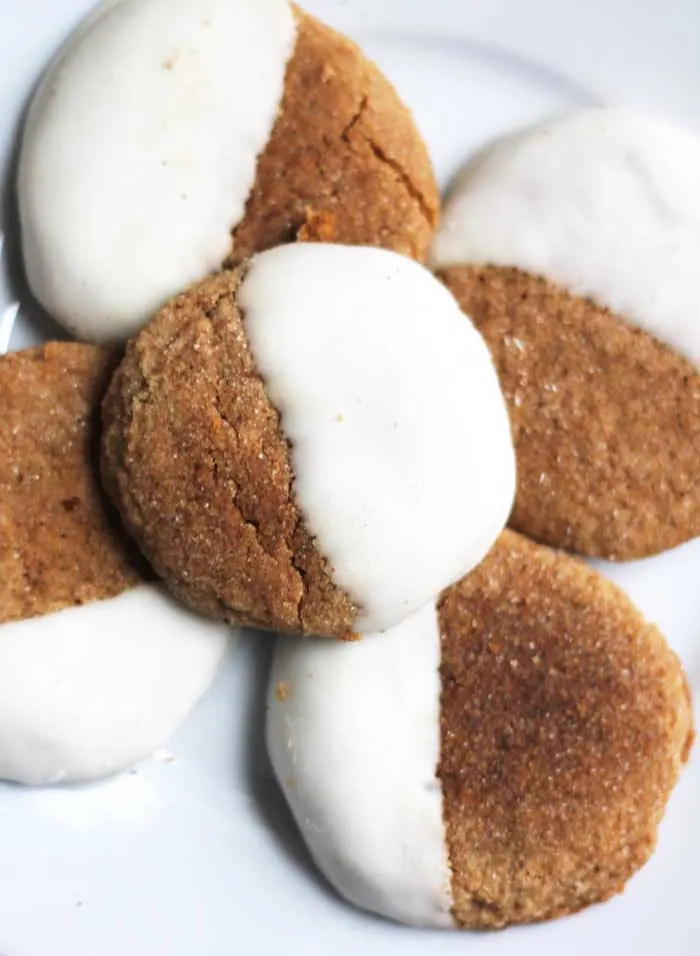 White Chocolate Dipped Gingerbread Cookies