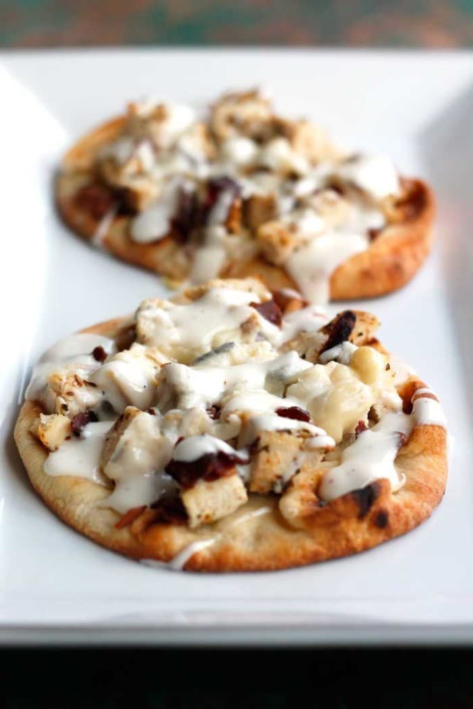 Chicken Bacon Ranch Naan Pizzas