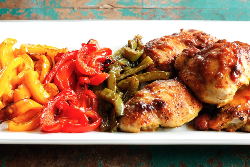 One Pan Oven Baked Chicken and Peppers