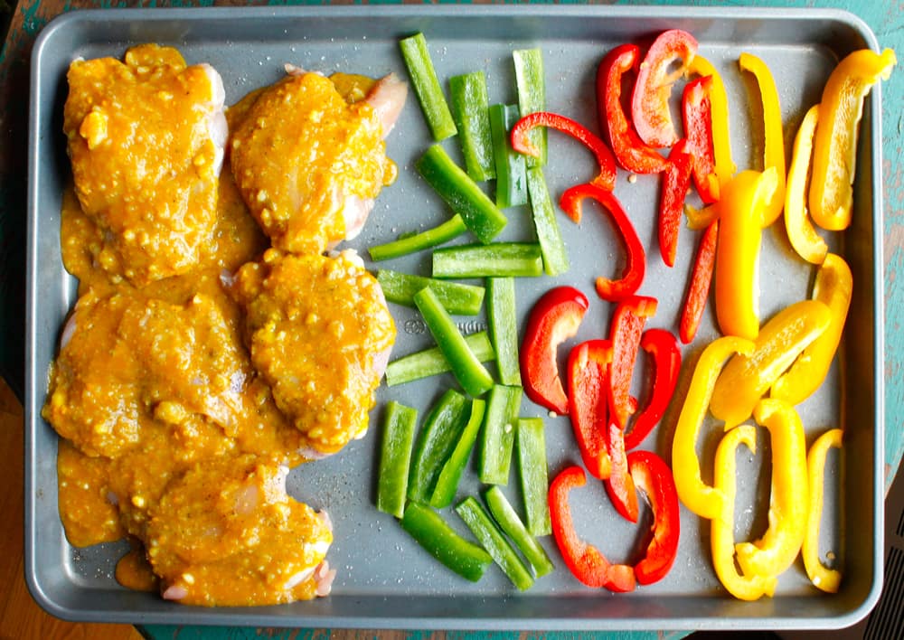 One Pan Oven Baked Chicken and Peppers