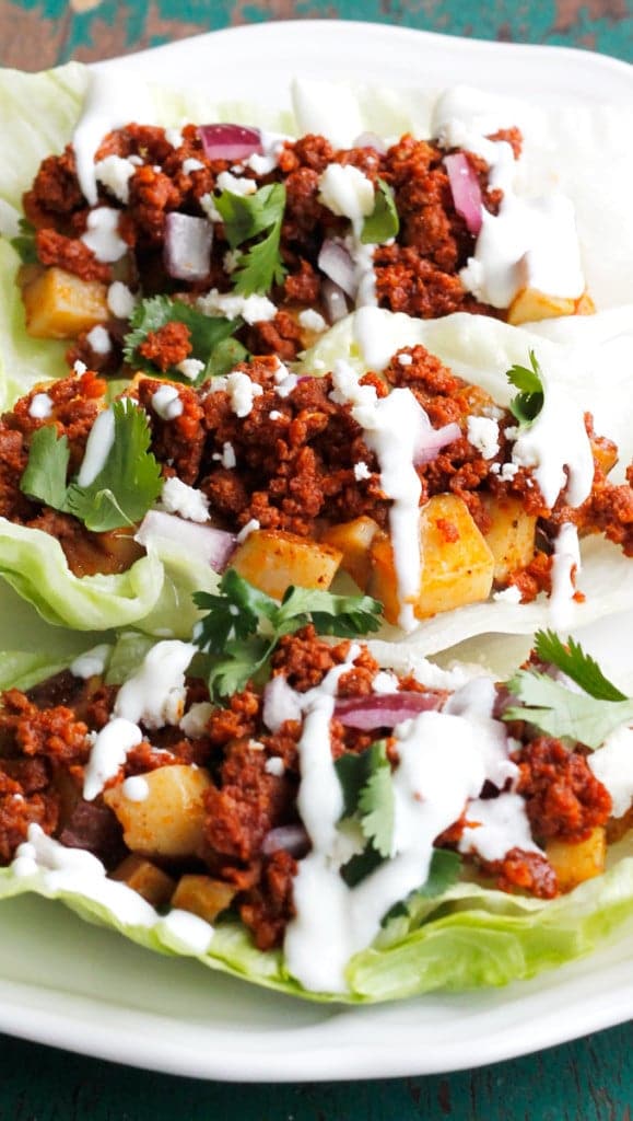 Chorizo and Potato Taco Lettuce Wraps