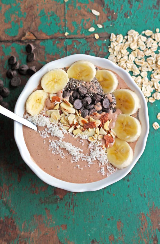 Peanut Butter Chocolate Protein Smoothie Bowl