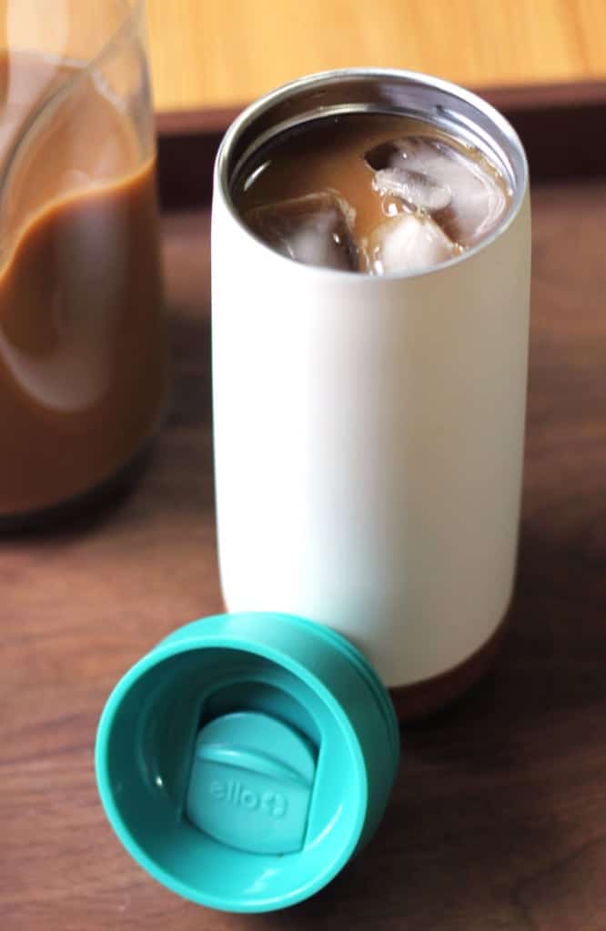 Coconut Mocha Iced Coffee with Ello Products Travel Mugs