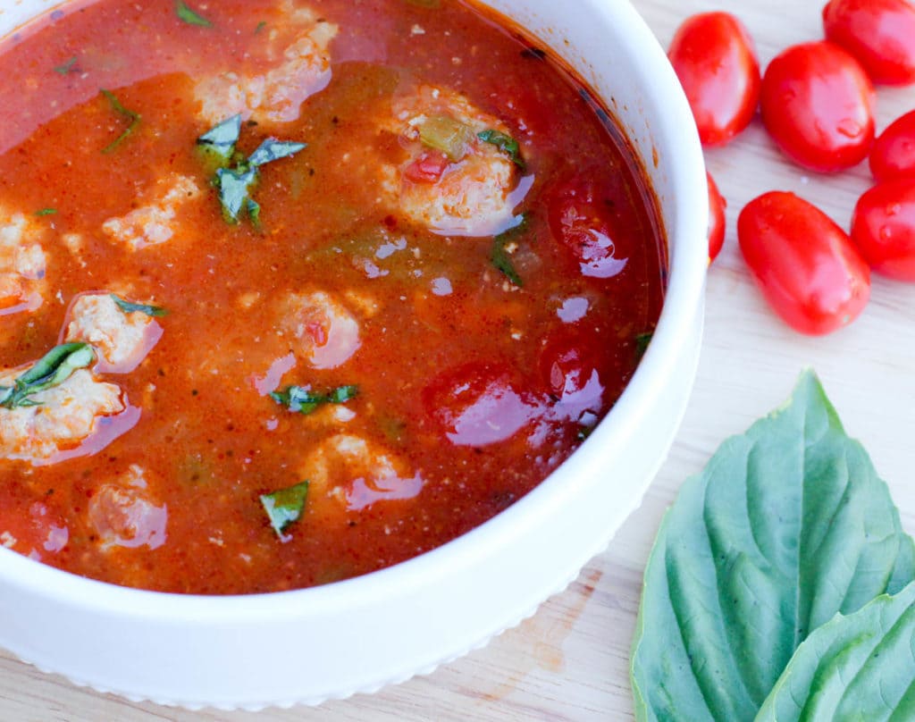 Light Meatball Tomato Basil Soup