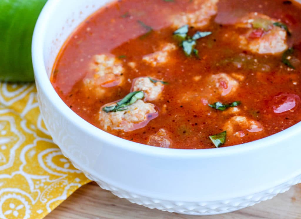 Light Meatball Tomato Basil Soup