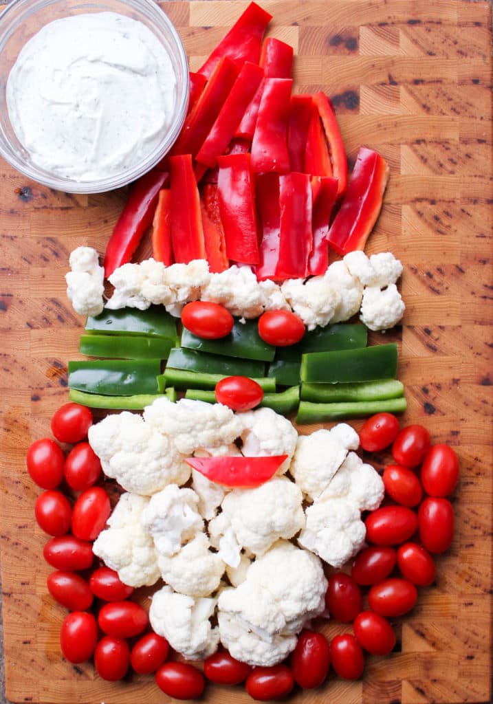 Christmas Veggie Tray with Greek Yogurt Ranch Dip