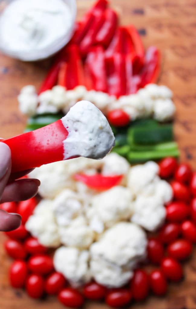 Christmas Veggie Tray with Greek Yogurt Ranch Dip