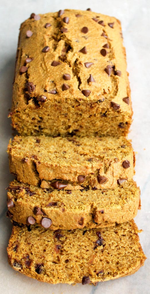 Whole Wheat Pumpkin Bread with Chocolate Chips