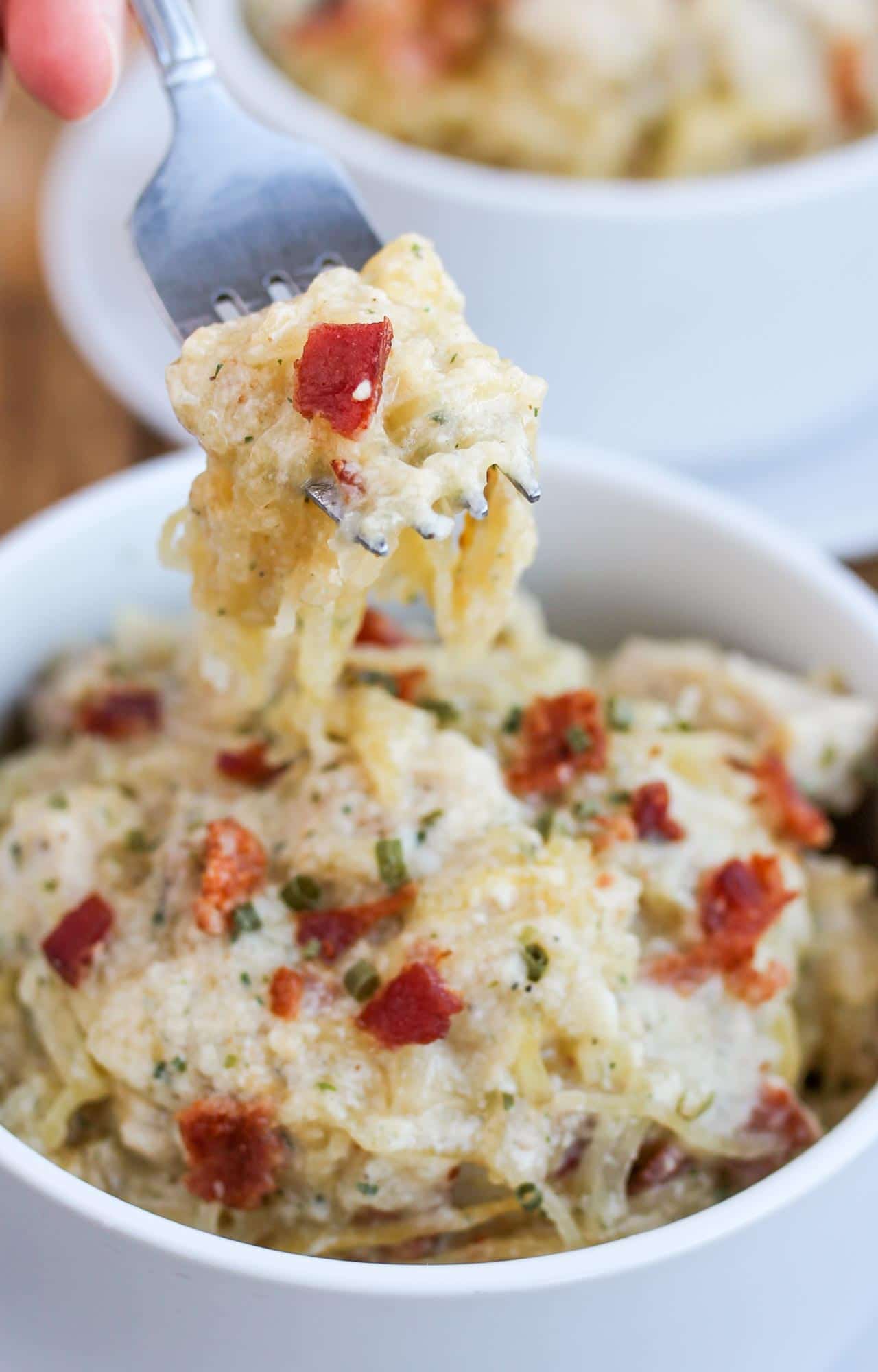 Chicken Bacon Ranch Spaghetti Squash - Smile Sandwich