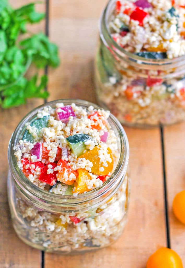 Mediterranean Quinoa Salad in a Jar - Food Dolls