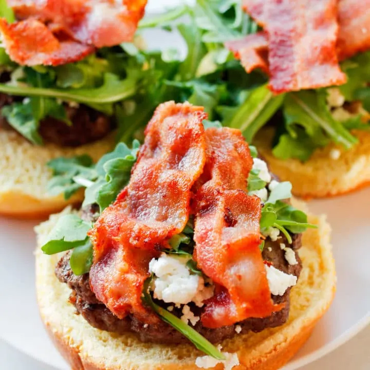 Bacon Goat Cheese Burgers with Fig Jam
