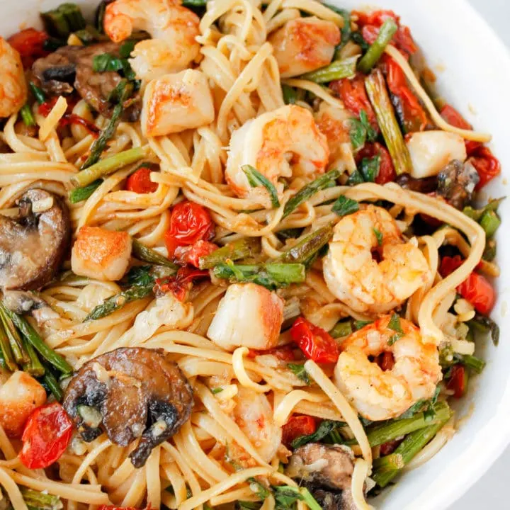 Seafood Pasta with Roasted Veggies