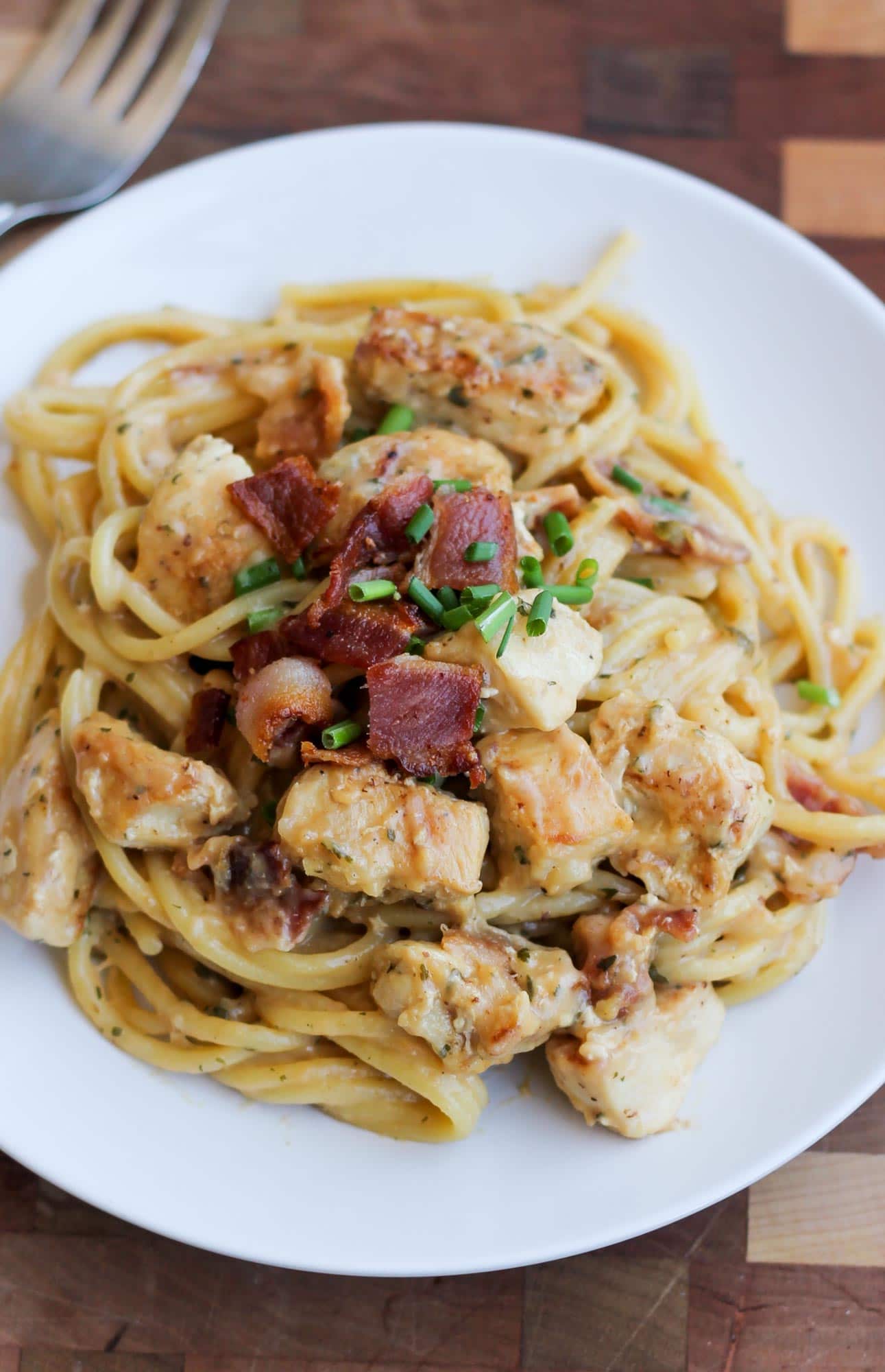 Chicken Bacon Ranch Spaghetti - Smile Sandwich