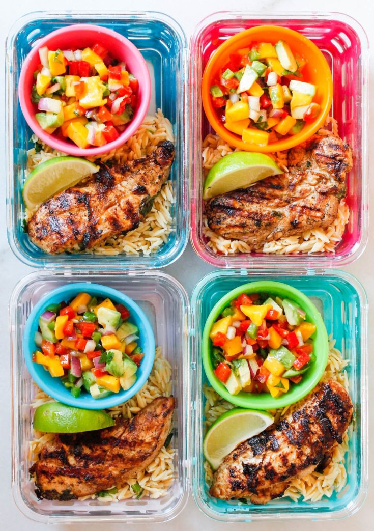 Mango Salsa Chicken Meal Prep Bowls - Smile Sandwich