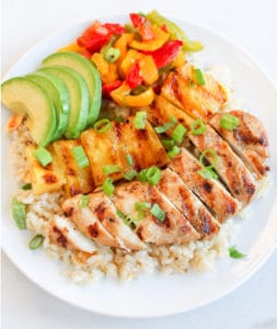 Grilled Chicken and Pineapple Bowls with Coconut Rice - Smile Sandwich