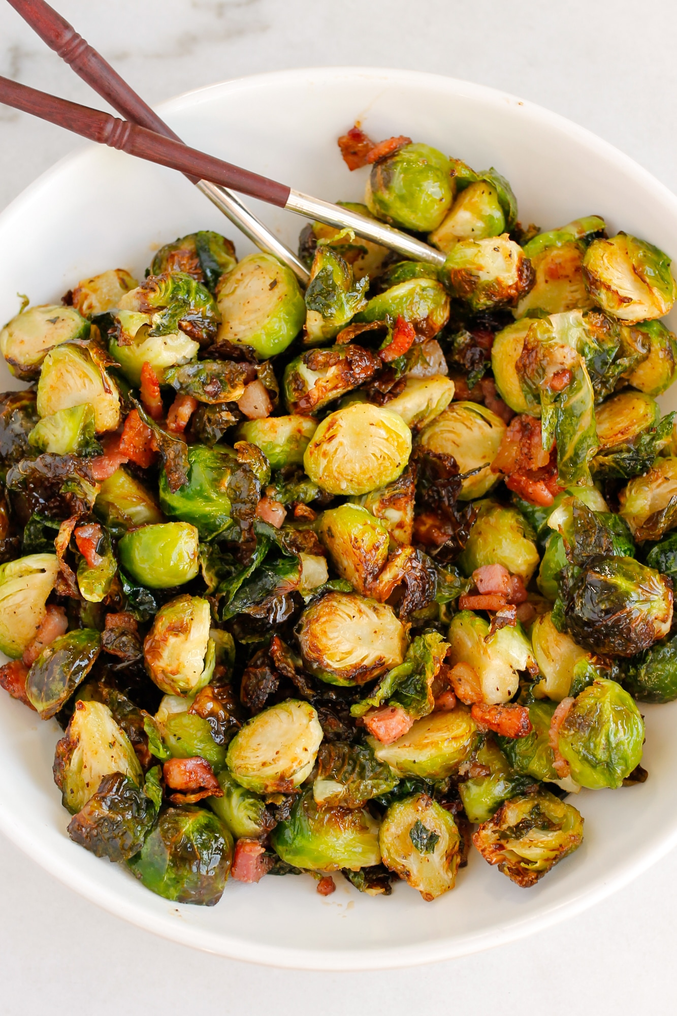 Air Fryer Miso Brussels Sprouts with Pancetta