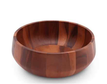 Arthur Court Acacia Wood Serving Bowl for Fruits or Salads Modern Round Shape Style Large Wooden Single Bowl